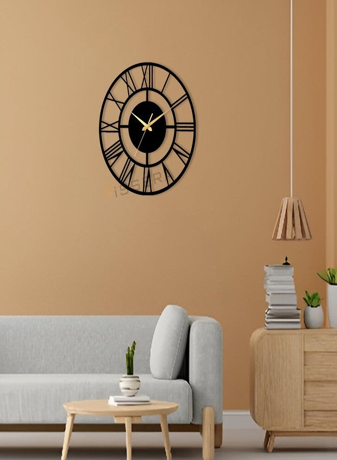 Vissera Silent Wall Clock for Bedroom | Decorative Metal Wall Watch for Living Room | Antique Designer Big Size Roman Number Modern Hanging Clock for Home Décor, Dining, Drawing, Wall Decoration Items - Image 5