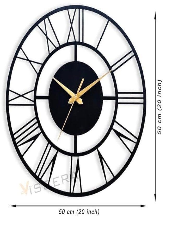Vissera Silent Wall Clock for Bedroom | Decorative Metal Wall Watch for Living Room | Antique Designer Big Size Roman Number Modern Hanging Clock for Home Décor, Dining, Drawing, Wall Decoration Items - Image 3