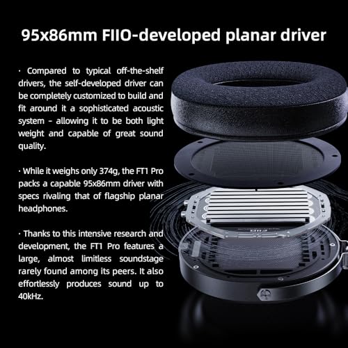 FiiO FT1 Pro Open-Back Planar Magnetic Wired Hi-Fi Headphones for Home, Studio, Recording, High Sensitivity (Black) - Image 3