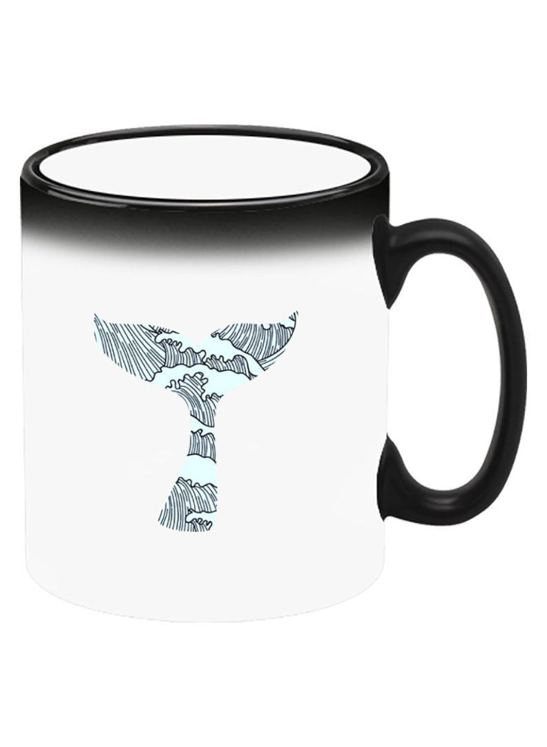 Theodor Color Changing Heat Sensitive Ceramic Mug, Image Revealed When HOT Liquid is Added! Whale Tail - Image 2