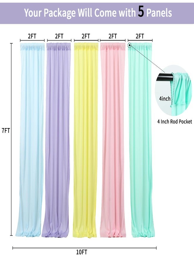 JCJ Pastel Rainbow Backdrop Curtains 5 Panels Macaron Unicorn Backdrop for Girls Bedroom Birthday Party Decoration Classroom 10 * 7FT - Image 4