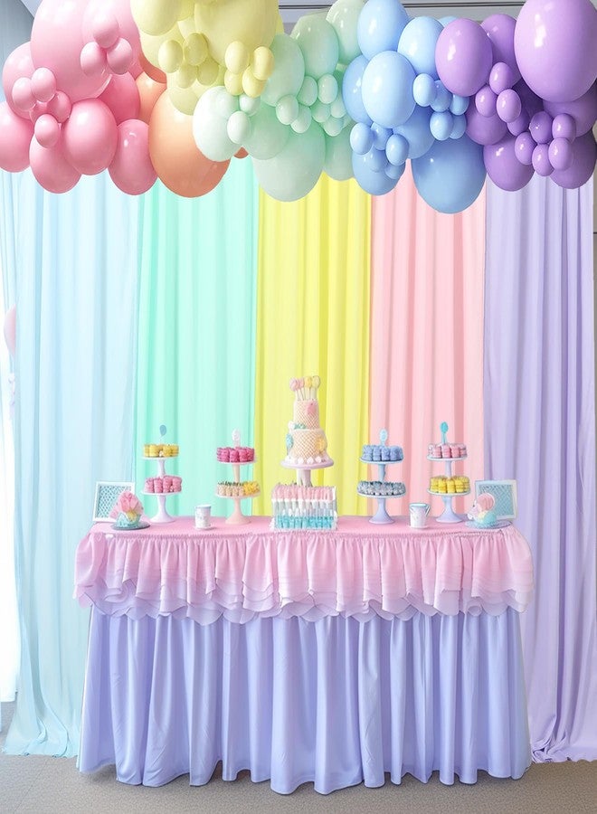 JCJ Pastel Rainbow Backdrop Curtains 5 Panels Macaron Unicorn Backdrop for Girls Bedroom Birthday Party Decoration Classroom 10 * 7FT - Image 2