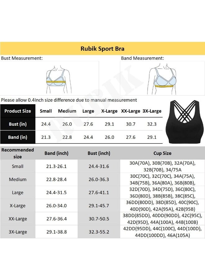 Rubik Sports Bra for Women, Strappy Padded Comfortable Push Up Cross Back Sports Bra for Yoga Gym Training Running Workout Fitness (Medium, Grey) - Image 3