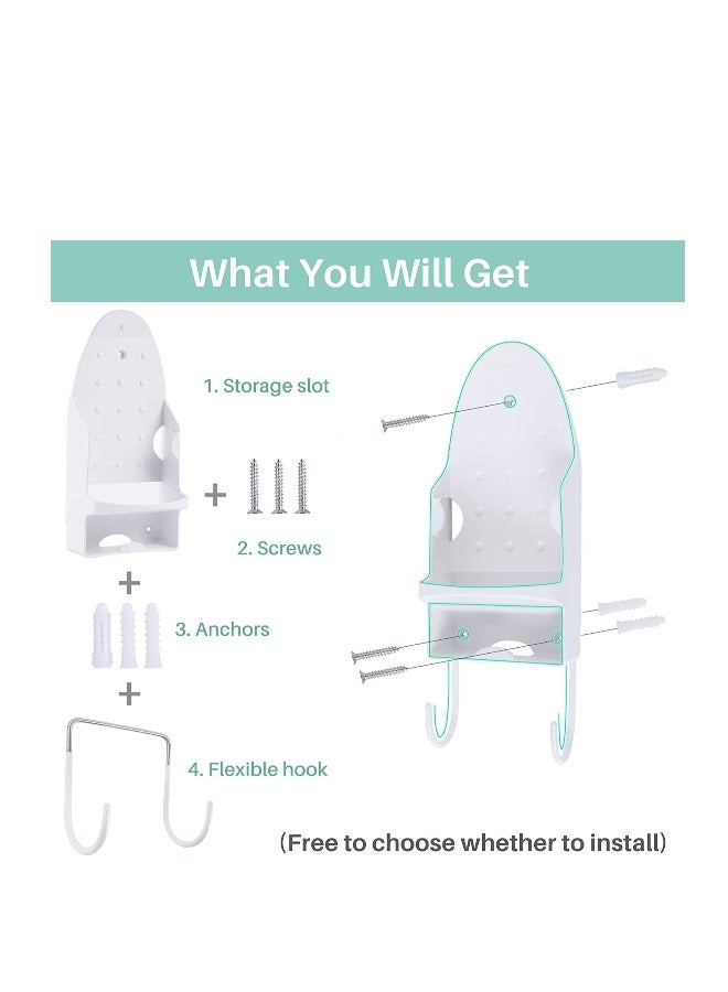 Wall Mounted Ironing Board Holder with Heat Resistant Tray, Space-Saving Storage Organizer for Household and Bathroom Use, Easy to Install
