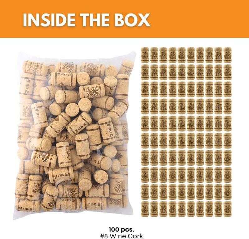 FastRack Home Brew Ohio #8 Straight Corks - Pack of 100, 8" x 1 3/4" - Image 2