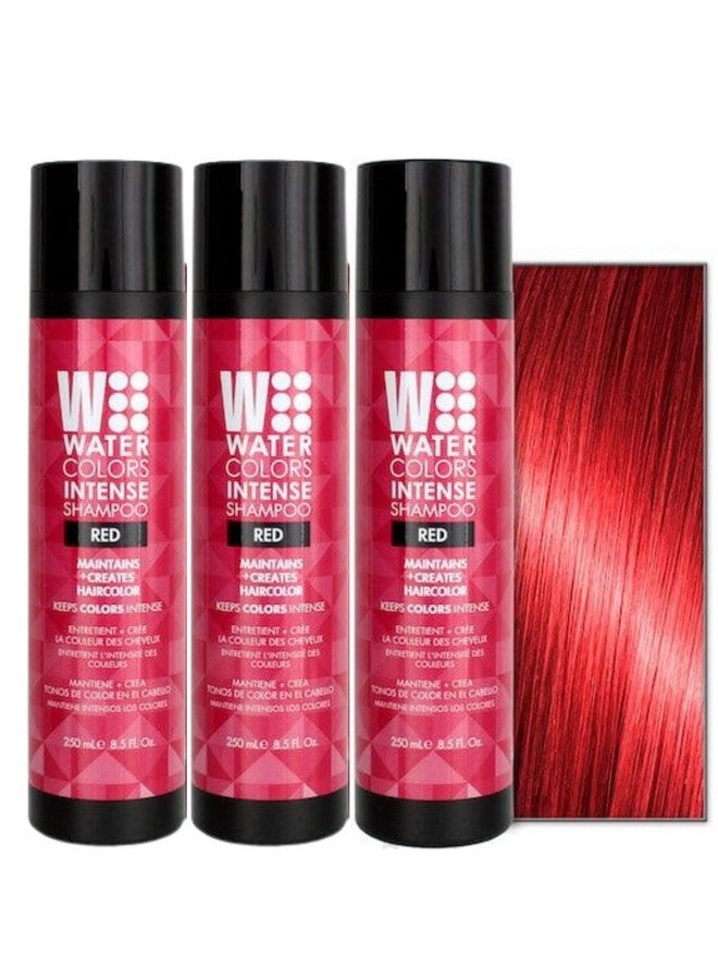 Watercolors Intense Color Depositing Sulfate & Paraben Free Shampoo Maintains & Enhances Haircolor Red 8.5 Oz (Pack Of 3) - Image 1
