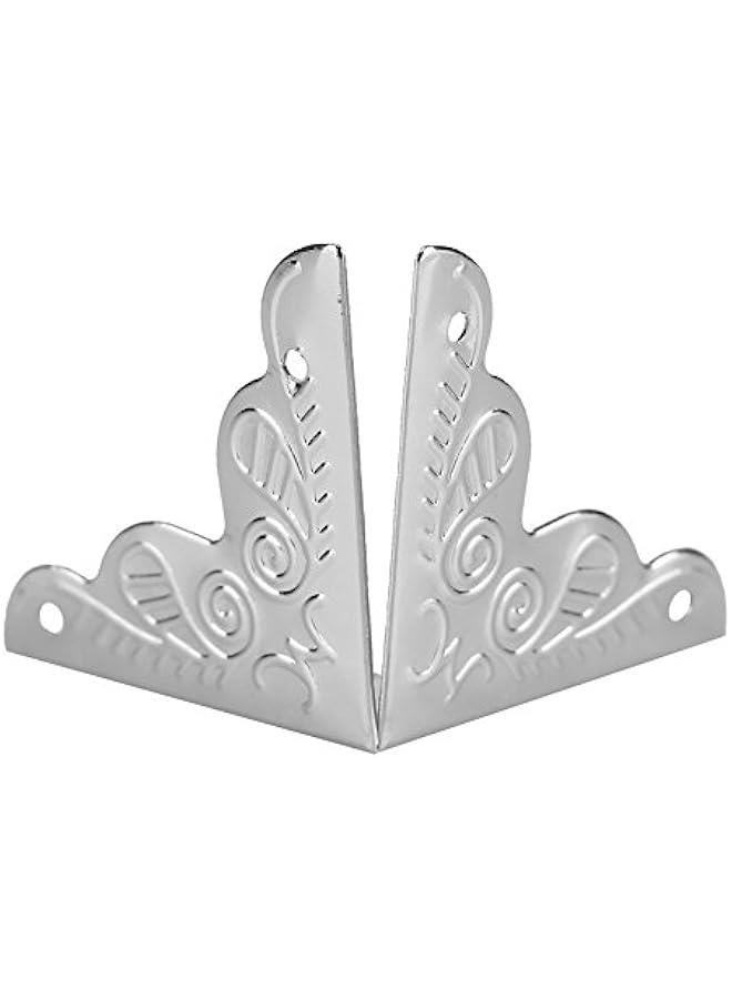 OCTOBER 12pcs Vintage Metal Three Sides Corner Decorative Protectors Iron Cover Guard with Screws for Jewelry Gift Box Picture Frame(Silver) - Image 4