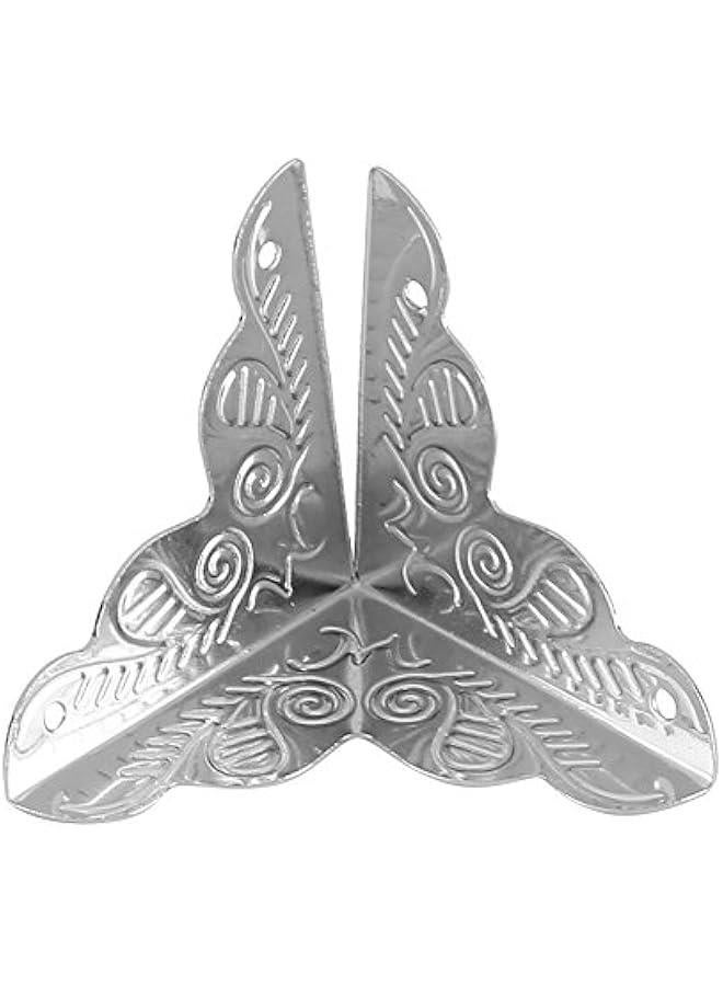 OCTOBER 12pcs Vintage Metal Three Sides Corner Decorative Protectors Iron Cover Guard with Screws for Jewelry Gift Box Picture Frame(Silver) - Image 3