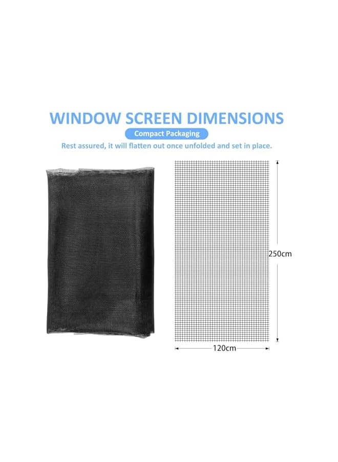 The Bros Window Screen Mesh, 120cm x 250 cmFiberglass Window Screen, Screen Door Mesh, Windows Screens and Screen Door Replacement, Patio Screen Mesh(Black) - Image 2
