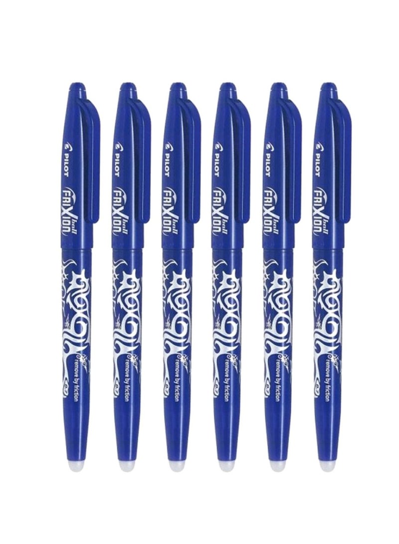 PILOT 6-Piece Frixion Erasable Ball Pen 0.7mm Tip Blue Ink - Image 3