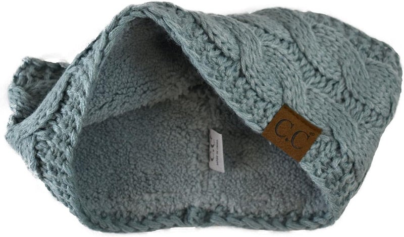 Cc Soft Stretch Winter Warm Cable Knit Fuzzy Lined Ear Warmer Headband - Image 2