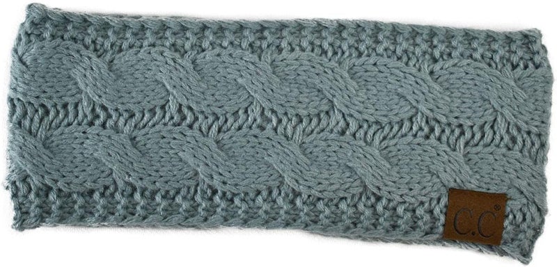 Cc Soft Stretch Winter Warm Cable Knit Fuzzy Lined Ear Warmer Headband - Image 1