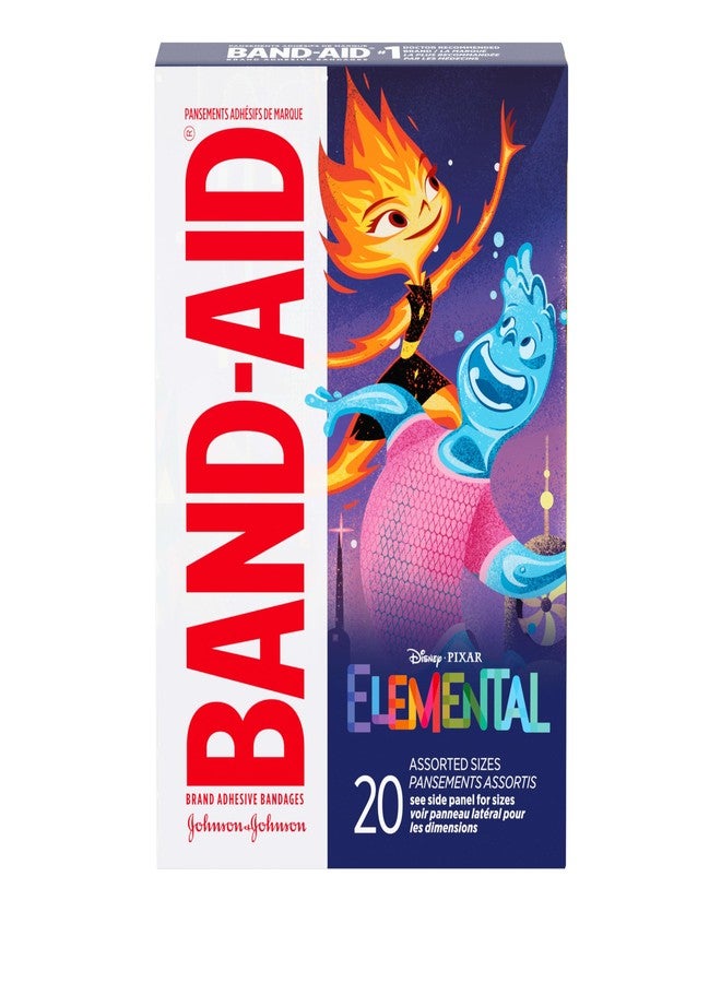 Band-Aid Brand Adhesive Bandages for Minor Cuts & Scrapes, Wound Care Featuring Disney's Elemental Characters, Fun Bandages for Kids and Toddlers, Assorted Sizes, 20 Count - Image 1