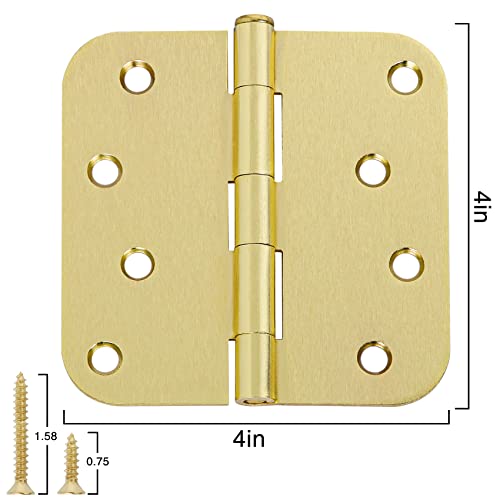 JIW 3 Pack 4 Inch Door Hinges Gold Hardware Interior Door Hinges 4in Outdoor Heavy Duty Kitchen Cabinet,Closet,Gate,Wooden Furniture Storage Box Hinges for Doors Front Hallway Residential Hinges Rounded - Image 2