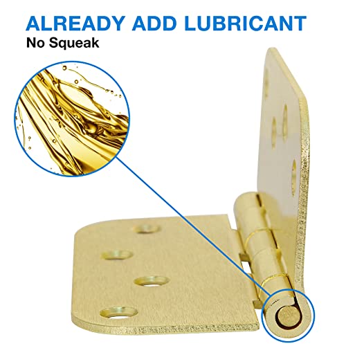 JIW 3 Pack 4 Inch Door Hinges Gold Hardware Interior Door Hinges 4in Outdoor Heavy Duty Kitchen Cabinet,Closet,Gate,Wooden Furniture Storage Box Hinges for Doors Front Hallway Residential Hinges Rounded - Image 4