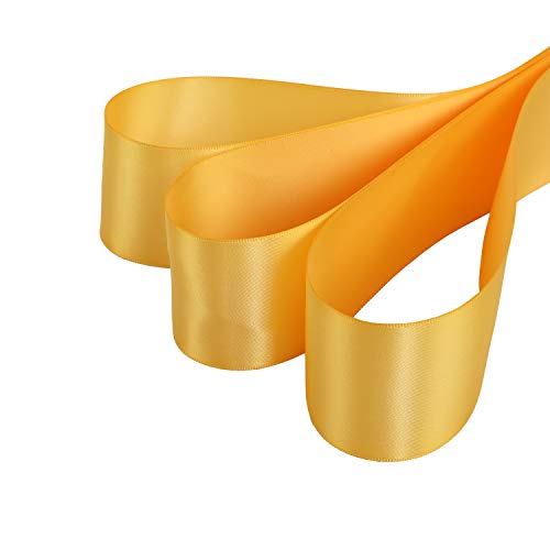Ribbonitlux 2" Wide Double Face Satin Ribbon 25 Yards (660-Yellow Gold）, Set for Gift Wrapping, Party Decor, Sewing Applications, Wedding and Craft - Image 2