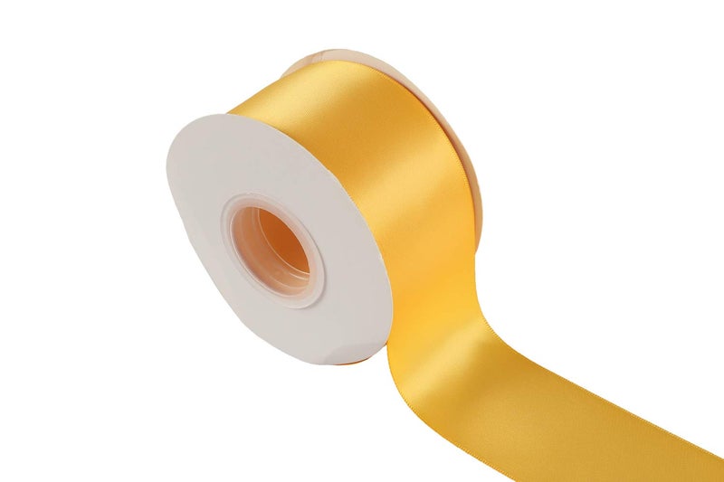 Ribbonitlux 2" Wide Double Face Satin Ribbon 25 Yards (660-Yellow Gold）, Set for Gift Wrapping, Party Decor, Sewing Applications, Wedding and Craft - Image 1