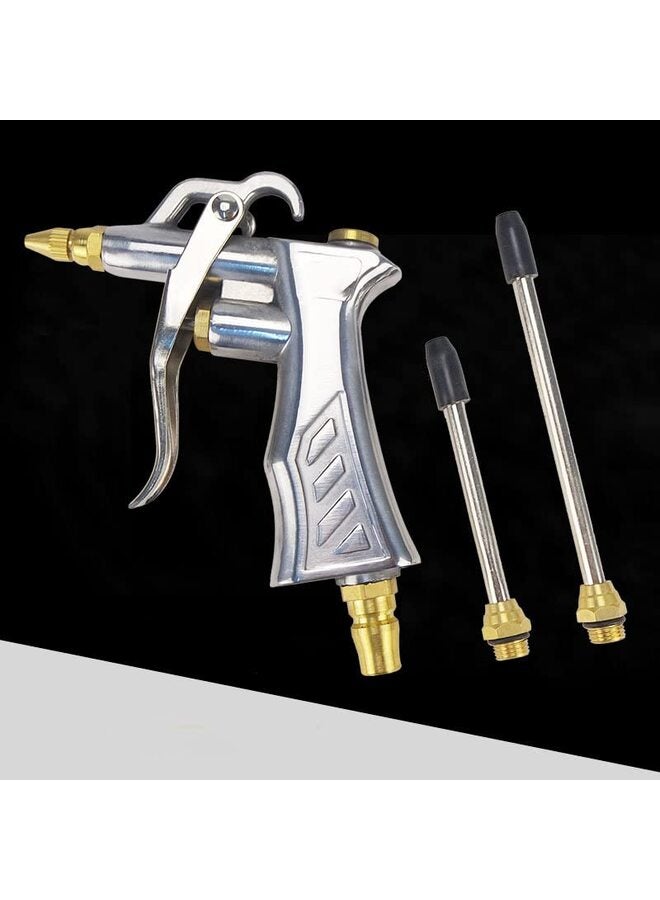 Generic Industrial Air Blow Gun with Brass Adjustable Air Flow Nozzle and 2 Steel Air flow Extension, Pneumatic Air Compressor Accessory Tool Dust Cleaning Air Blower Gun  - Image 2
