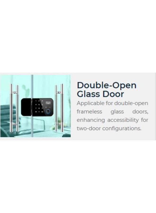 XTREME VISION Frameless Glass Door Lock Finger print RFID Password Remote and Password and Smart phone Application - Image 2
