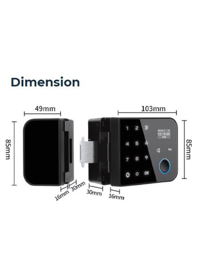 XTREME VISION Frameless Glass Door Lock Finger print RFID Password Remote and Password and Smart phone Application - Image 3