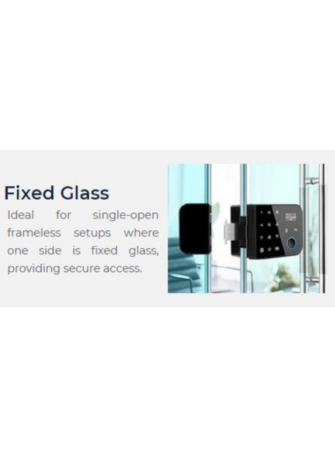 XTREME VISION Frameless Glass Door Lock Finger print RFID Password Remote and Password and Smart phone Application - Image 5