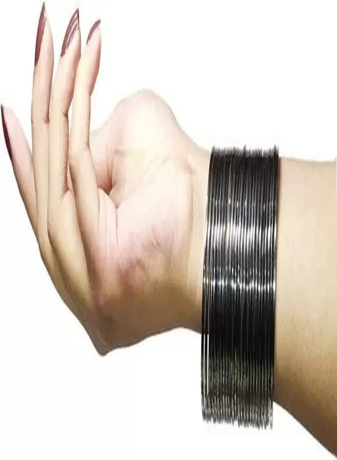 Shivarth Beautiful & Elegant Chudi Oxidised Bangle 36pc Black Plain Metal Chudi Fashion Jewellery Latest Antique Stylish Trendy Metal Bangle Set Use For Girls & Woman (2.8) - Image 4