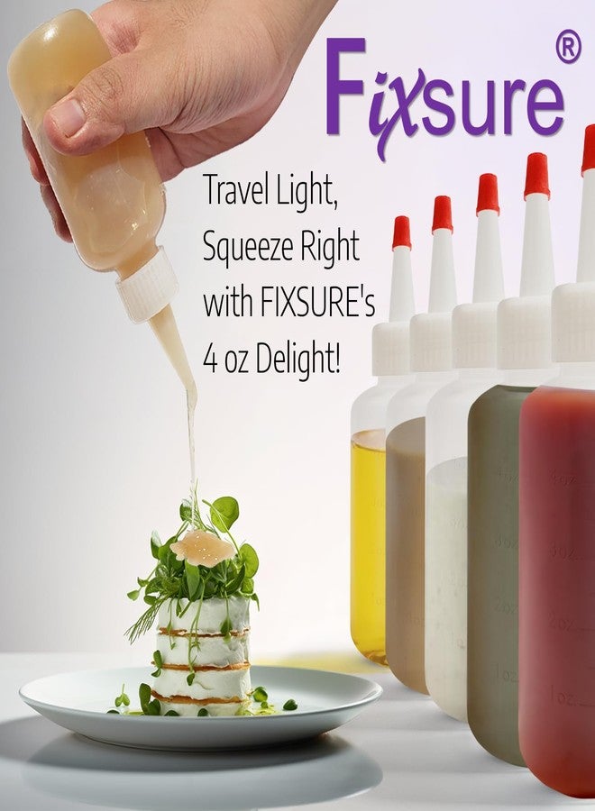 FIXSURE Plastic Squeeze Bottles with Red Tip Cap, 4 Oz Squirt Bottle For Ketchup, BBQ, Sauces, Syrup, Condiments, Oil, Pancake, Cookie Decorating, Dressings, Travel, Camping, Lab, Arts and Crafts (1) - Image 3