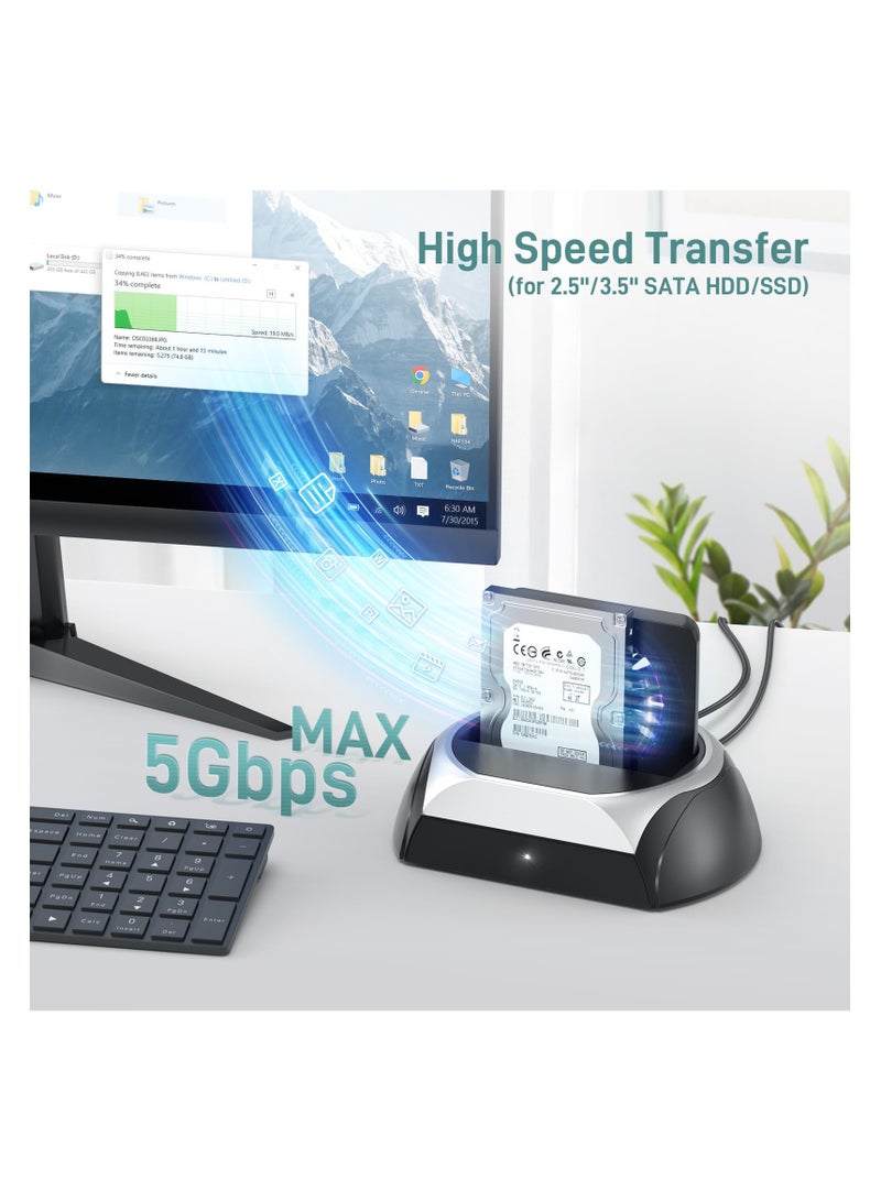 SYOSI M.2 NVME SSD Docking Station with Cooling Fan, Hard Drive Docking Station, Support 2.5 and 3.5 inch SATA HDD SSD, and M.2 NVME SATA SSD, Ultimate Heat Dissipation - Image 5