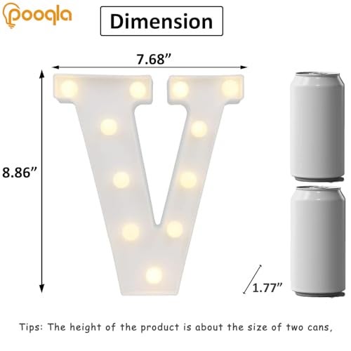 Pooqla LED Marquee Letter Lights Sign, Light Up Alphabet Letter for Home Party Wedding Decoration V - Image 3
