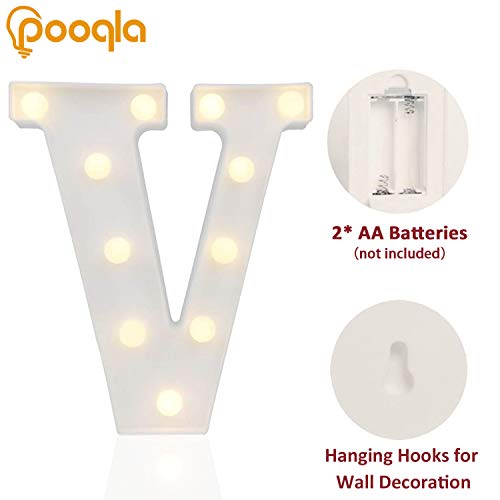 Pooqla LED Marquee Letter Lights Sign, Light Up Alphabet Letter for Home Party Wedding Decoration V - Image 2