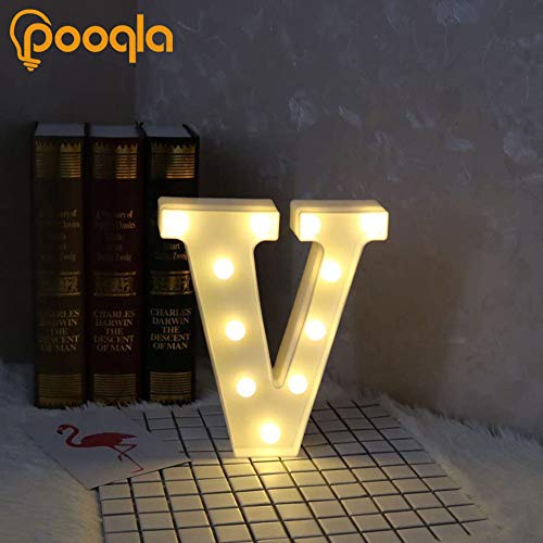 Pooqla LED Marquee Letter Lights Sign, Light Up Alphabet Letter for Home Party Wedding Decoration V - Image 4