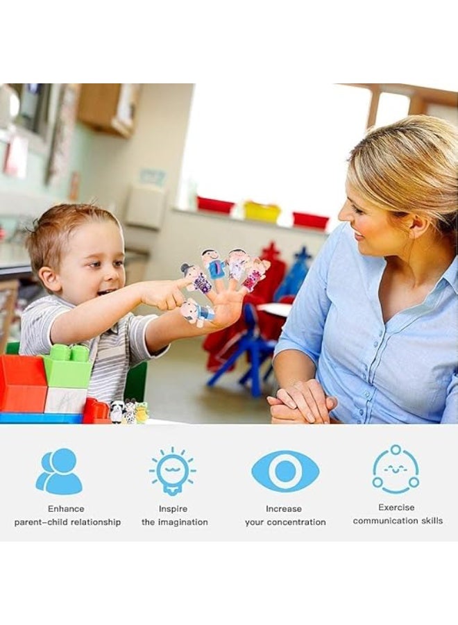 Set of 5 Soft Velvet Finger Puppets, Mini Cartoon Animal Hand Puppets for Storytelling, Educational Performances, School Puppets, and Theater (Mouse, Panda, Fox, Frog, Bear) - Image 3