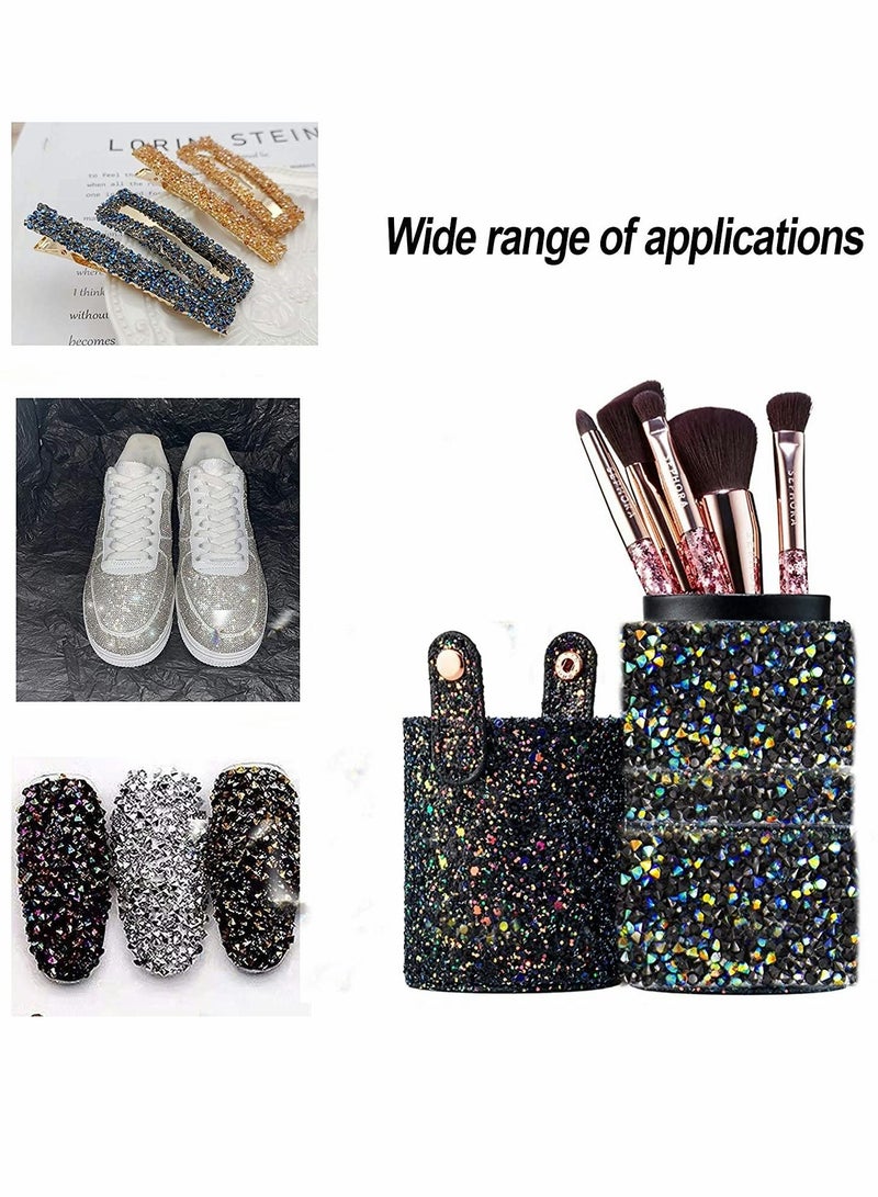 Y&D Crystal Rhinestone Ribbon Self-Adhesive Ribbon for Crafts Bling Ribbons Roll Banding Belt Wrap Wedding Cakes Birthday Crafts Decorations (4 Rolls in 4 Sizes 1 Yards Black) - Image 4