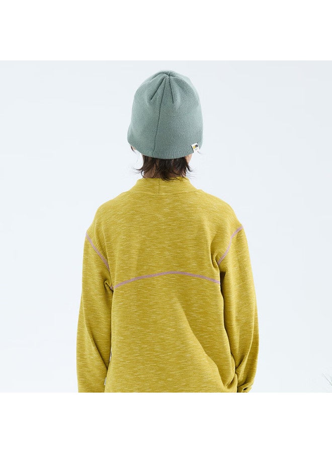Mipou Autumn Winter New Children's Floral Yarn Mid-neck Solid Color High Elastic Soft Long Sleeve Base T-shirt Yellow 150cm - Image 3