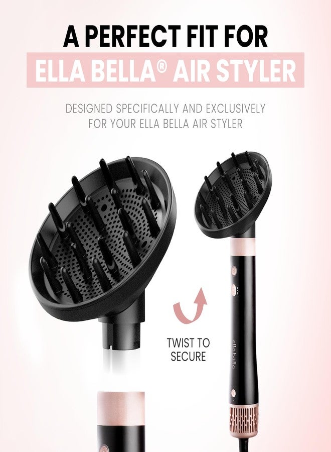 ELLA BELLA® Air Styler Diffuser Attachment - Professional Vented Hair Diffuser for Natural Curls, Waves & Volume - Secure Twist-to-Lock Fit - Anti-Frizz Technology for Fine & Curly Hair (Black) - Image 2