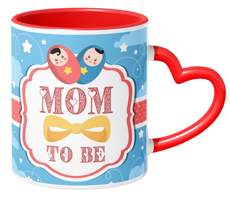 Chhaap Mom to be and Dad to be Couple Heart Handle Matching Mug Set of 2, Printed Mug Gift for Baby Shower Occasion Ceramic Coffee Mug Gift for Mom to be, Mug for Dad to be, Microwave Safe 350ml - Image 2