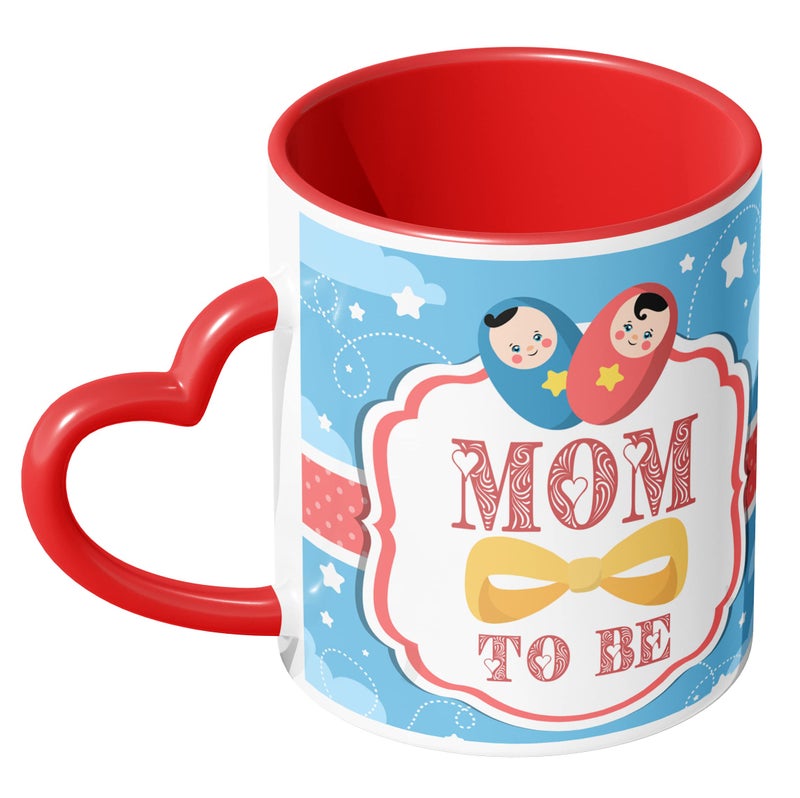Chhaap Mom to be and Dad to be Couple Heart Handle Matching Mug Set of 2, Printed Mug Gift for Baby Shower Occasion Ceramic Coffee Mug Gift for Mom to be, Mug for Dad to be, Microwave Safe 350ml - Image 3