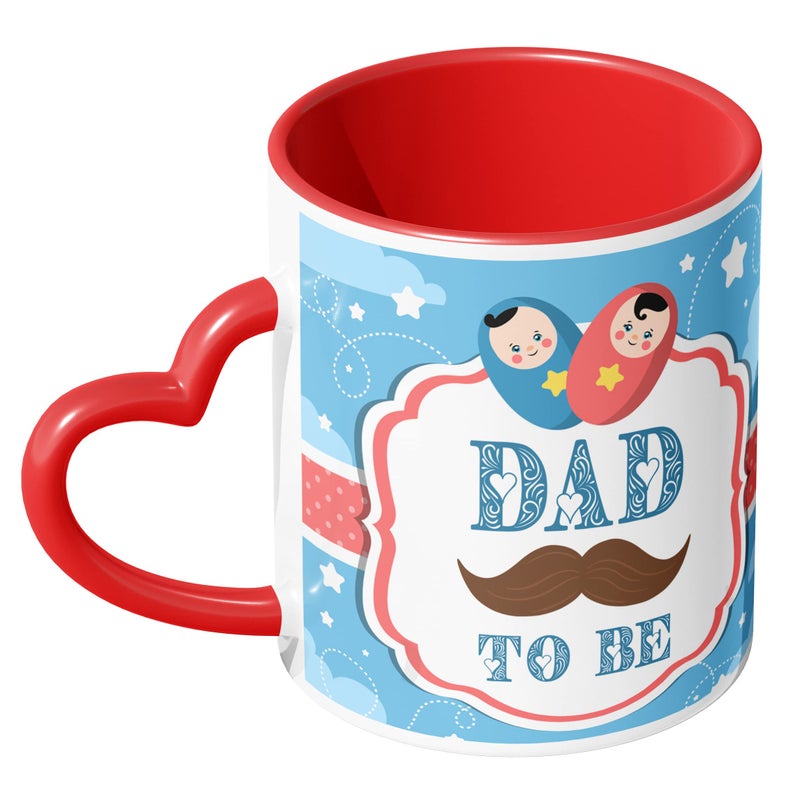 Chhaap Mom to be and Dad to be Couple Heart Handle Matching Mug Set of 2, Printed Mug Gift for Baby Shower Occasion Ceramic Coffee Mug Gift for Mom to be, Mug for Dad to be, Microwave Safe 350ml - Image 5