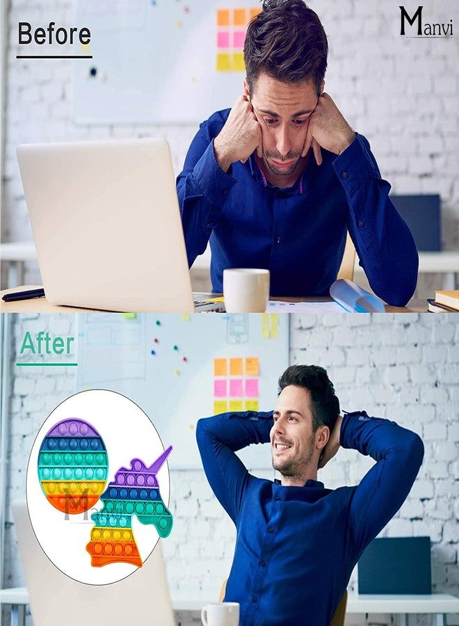 MANVI Fidget Toy for Kids, Educational Sensory Toy for Children, Pop it for Kids, Multi Color Different Shape Pop it for Kids, Simple Fidget Toy for All Ages (Unicorn and Round) - Image 5