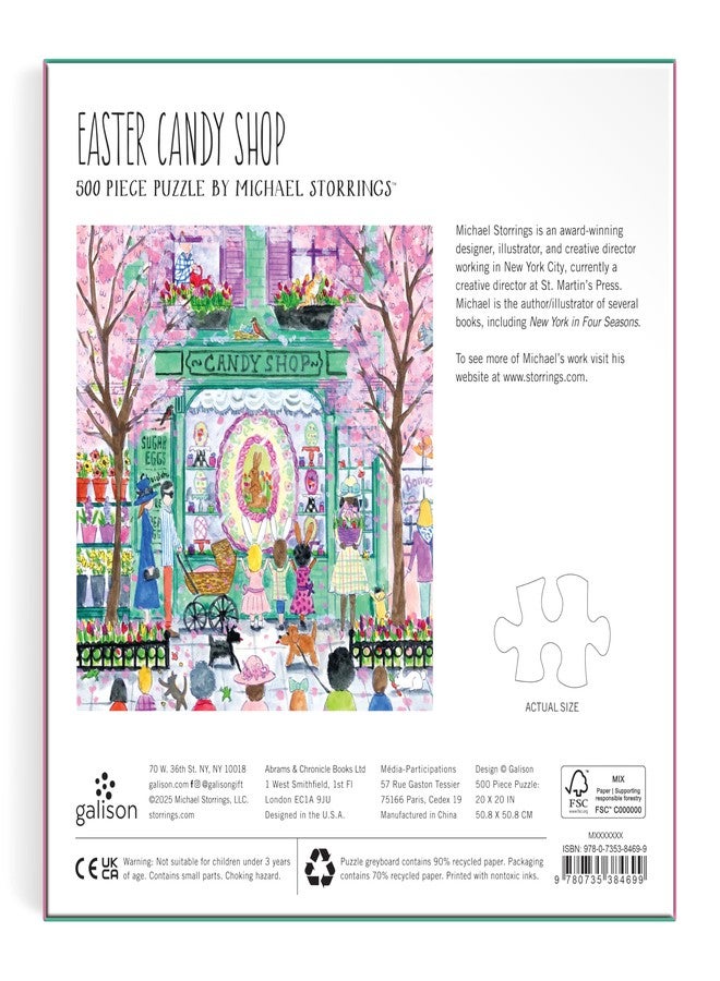 Galison Easter Candy Shop - 500 Piece Michael Storrings Jigsaw Puzzle Featuring Beautiful Artwork of an Easter Candy Confectionery - Image 3