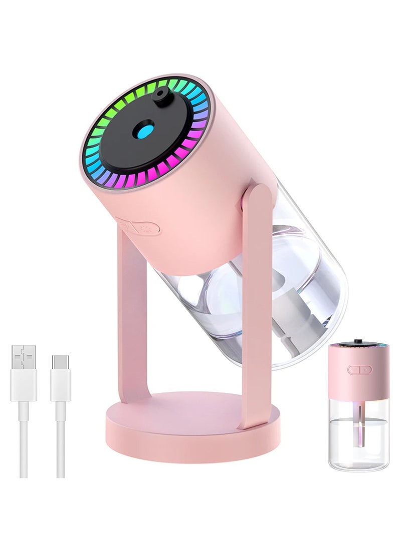 بلان A مرطب هواء علوي ستاري سكاي بسعة 280 مل مع إضاءة ليلية وسماء مرصعة بالنجوم، مرطب رذاذ بارد هادئ USB لغرفة النوم، المكتب، السيارة، تشغيل 4-8 ساعات برذاذ مستمر أو متقطع (وردى) - Image 1