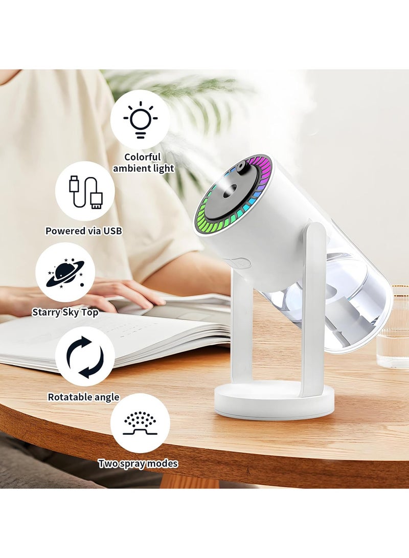 بلان A مرطب هواء علوي ستاري سكاي بسعة 280 مل مع إضاءة ليلية وسماء مرصعة بالنجوم، مرطب رذاذ بارد هادئ USB لغرفة النوم، المكتب، السيارة، تشغيل 4-8 ساعات برذاذ مستمر أو متقطع (وردى) - Image 2