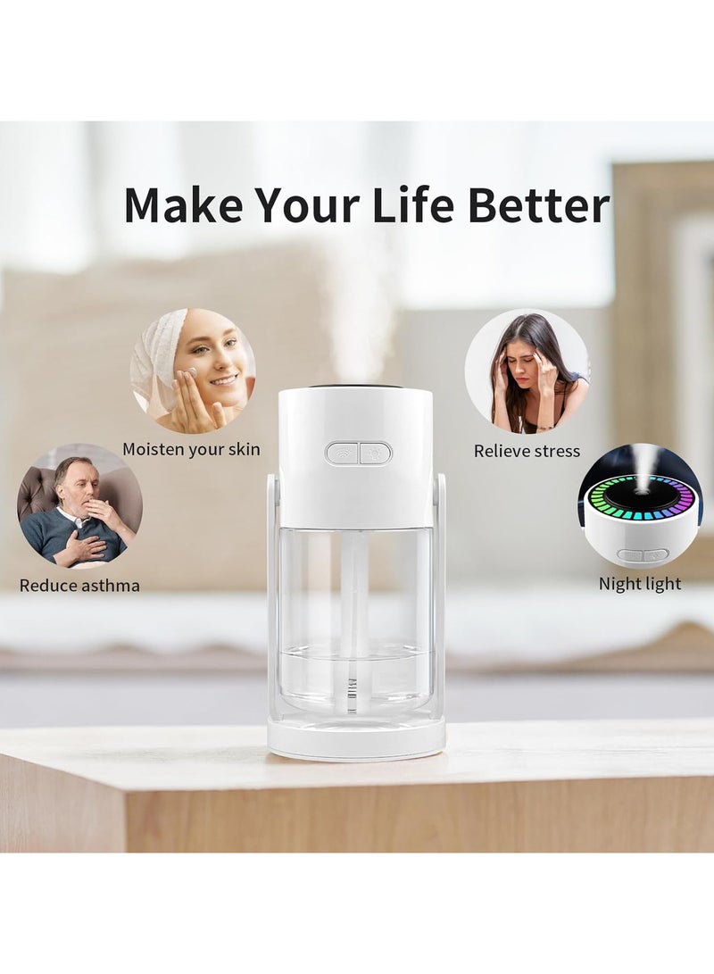 بلان A مرطب هواء علوي ستاري سكاي بسعة 280 مل مع إضاءة ليلية وسماء مرصعة بالنجوم، مرطب رذاذ بارد هادئ USB لغرفة النوم، المكتب، السيارة، تشغيل 4-8 ساعات برذاذ مستمر أو متقطع (وردى) - Image 4