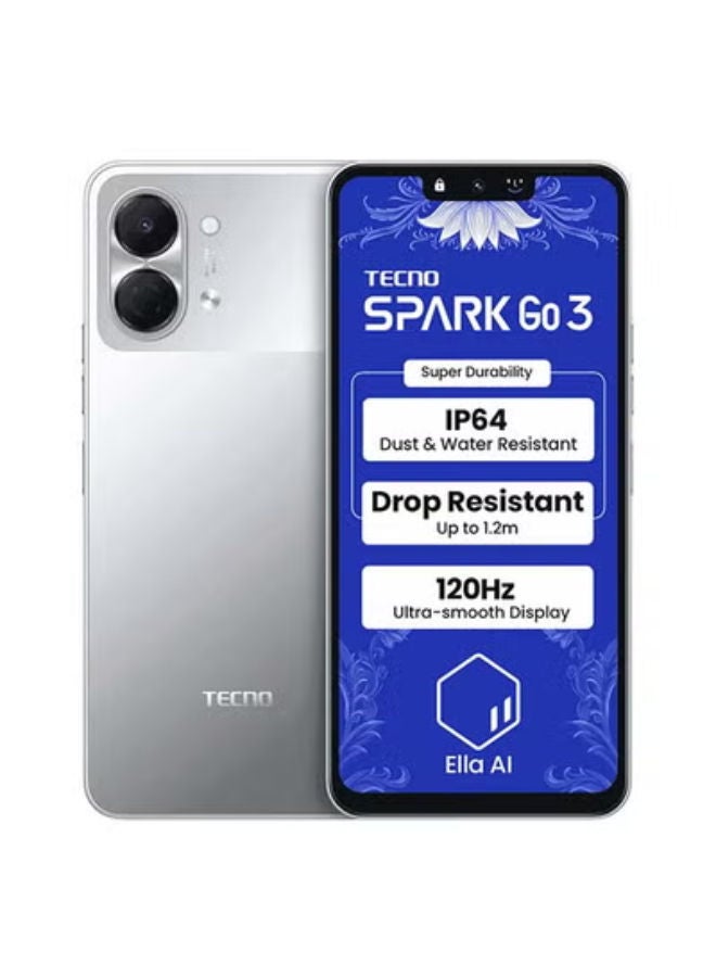 TECNO Spark Go 3 Dual SIM Titanium Grey  4GB Ram 128GB 4G -Middle east version - Image 1