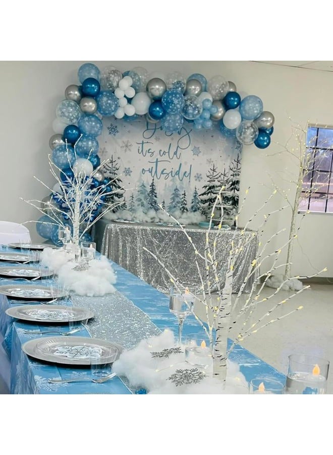Paeyeq Winter Snowflake Balloons, 12 Pearl Light Baby Blue Silver Latex Balloons with Star Snowflake Foil Balloon for Winter Wonderland Christmas Baby Its Cold Outside Shower Birthday Party Decorations - Image 3