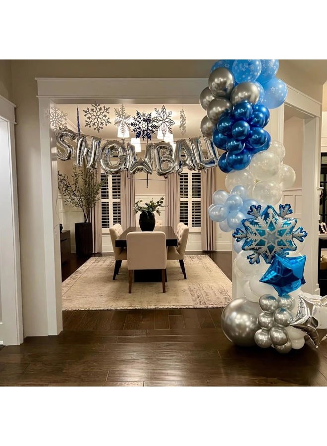 Paeyeq Winter Snowflake Balloons, 12 Pearl Light Baby Blue Silver Latex Balloons with Star Snowflake Foil Balloon for Winter Wonderland Christmas Baby Its Cold Outside Shower Birthday Party Decorations - Image 5