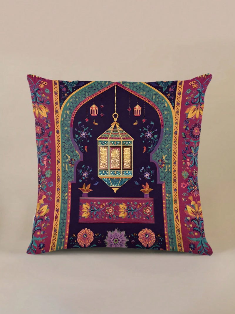 زينة رمضان غطاء وسادة بتصميم فانوس رمضاني قطعة واحدة مقاس 45 × 45 سم - Image 1
