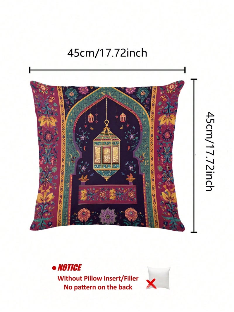 زينة رمضان غطاء وسادة بتصميم فانوس رمضاني قطعة واحدة مقاس 45 × 45 سم - Image 2