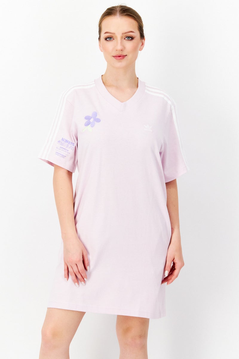 adidas Originals Women Sportswear Fit Short Sleeve Training T-Shirt Dress, Light Pink - Image 1