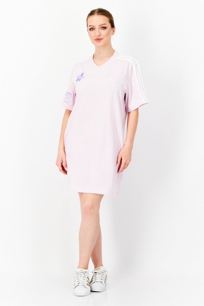 adidas Originals Women Sportswear Fit Short Sleeve Training T-Shirt Dress, Light Pink - Image 2